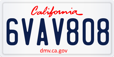 CA license plate 6VAV808