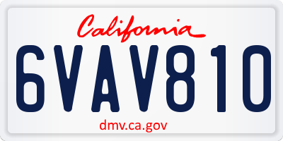 CA license plate 6VAV810