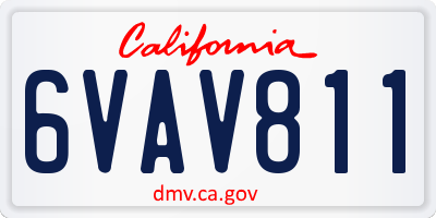 CA license plate 6VAV811