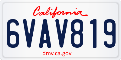 CA license plate 6VAV819