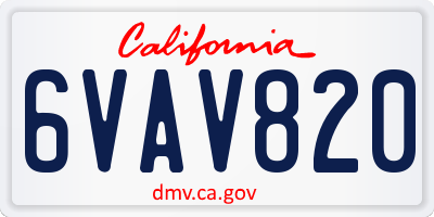 CA license plate 6VAV820