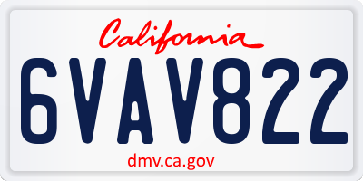 CA license plate 6VAV822