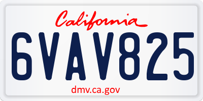 CA license plate 6VAV825