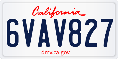 CA license plate 6VAV827