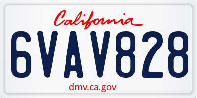 CA license plate 6VAV828