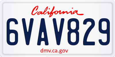 CA license plate 6VAV829