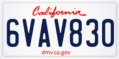 CA license plate 6VAV830