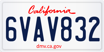 CA license plate 6VAV832