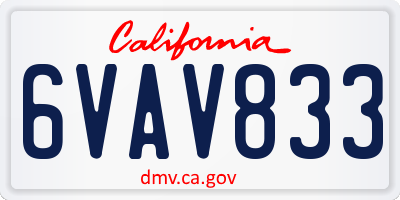 CA license plate 6VAV833