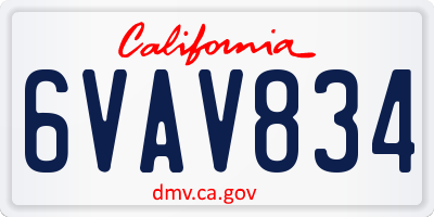 CA license plate 6VAV834