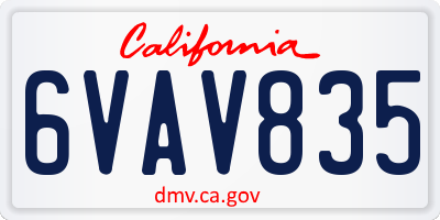 CA license plate 6VAV835