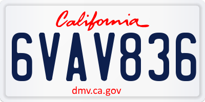 CA license plate 6VAV836