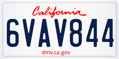 CA license plate 6VAV844