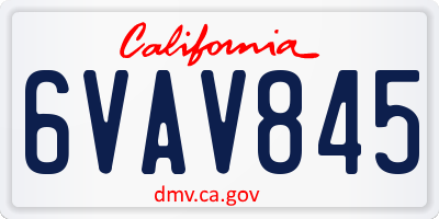 CA license plate 6VAV845