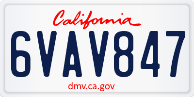 CA license plate 6VAV847