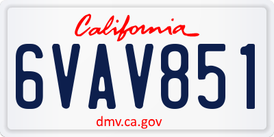 CA license plate 6VAV851