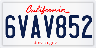 CA license plate 6VAV852