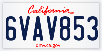CA license plate 6VAV853