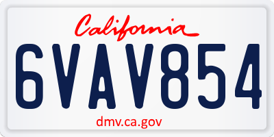 CA license plate 6VAV854