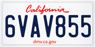 CA license plate 6VAV855