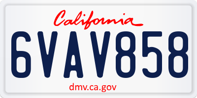 CA license plate 6VAV858