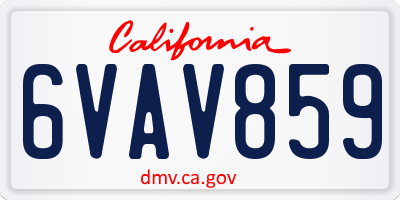 CA license plate 6VAV859