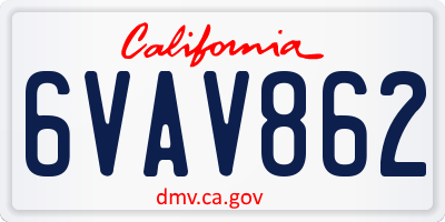 CA license plate 6VAV862