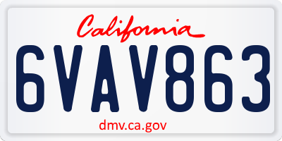 CA license plate 6VAV863