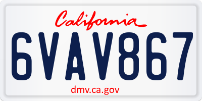 CA license plate 6VAV867