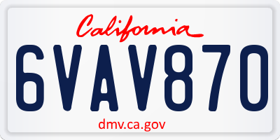 CA license plate 6VAV870