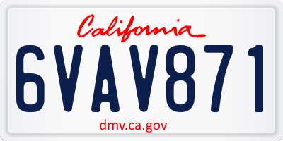 CA license plate 6VAV871