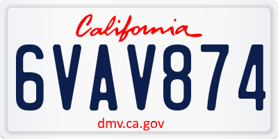 CA license plate 6VAV874