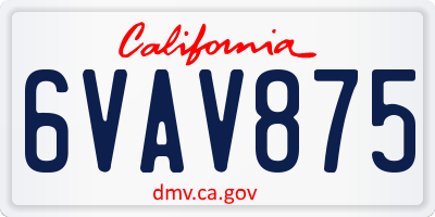 CA license plate 6VAV875