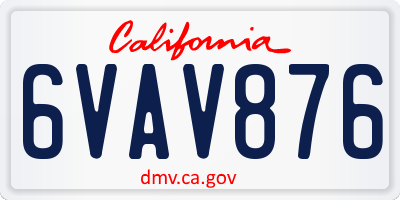 CA license plate 6VAV876