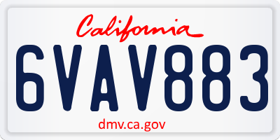 CA license plate 6VAV883