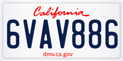 CA license plate 6VAV886