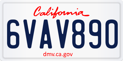 CA license plate 6VAV890