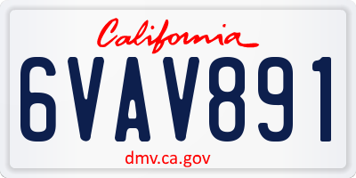 CA license plate 6VAV891