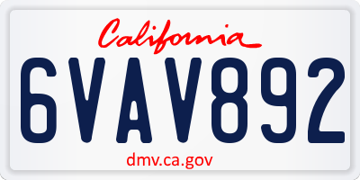 CA license plate 6VAV892