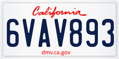 CA license plate 6VAV893