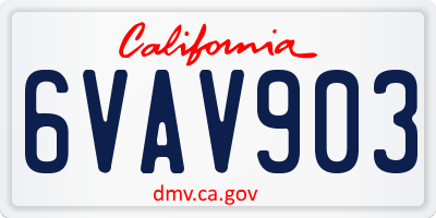 CA license plate 6VAV903