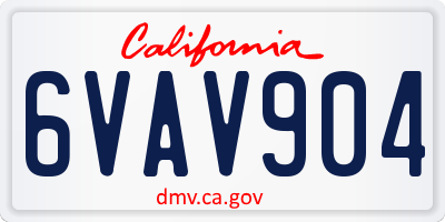 CA license plate 6VAV904