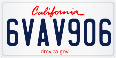 CA license plate 6VAV906