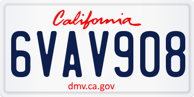CA license plate 6VAV908