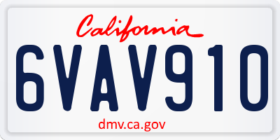 CA license plate 6VAV910