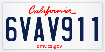 CA license plate 6VAV911