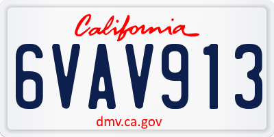 CA license plate 6VAV913