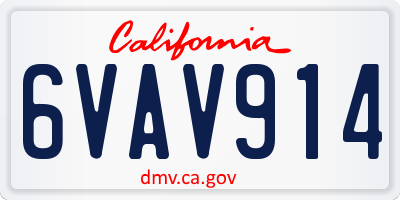 CA license plate 6VAV914