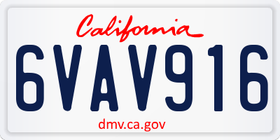 CA license plate 6VAV916