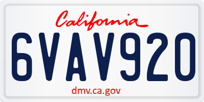 CA license plate 6VAV920
